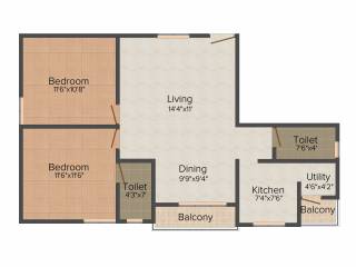 Purva Apurva Elite (2BHK+2T (1,010 sq ft) 1010 sq ft)