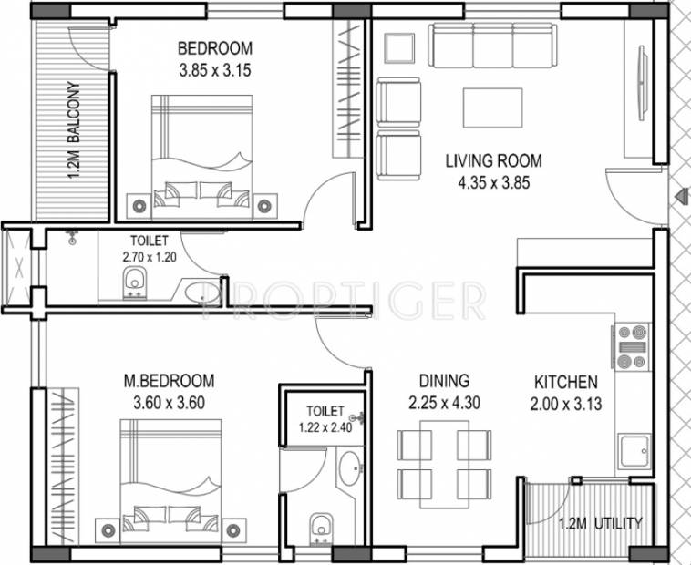  Florence Village (2BHK+2T (1,500 sq ft) 1500 sq ft)