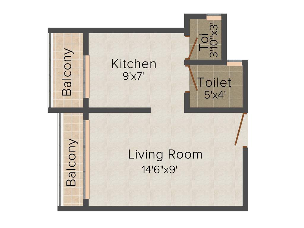Aquarius Indus (1BHK+2T (490 sq ft) 490 sq ft)