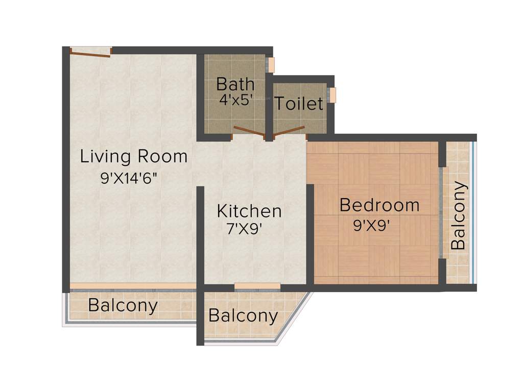 Aquarius Indus (1BHK+2T (605 sq ft) 605 sq ft)