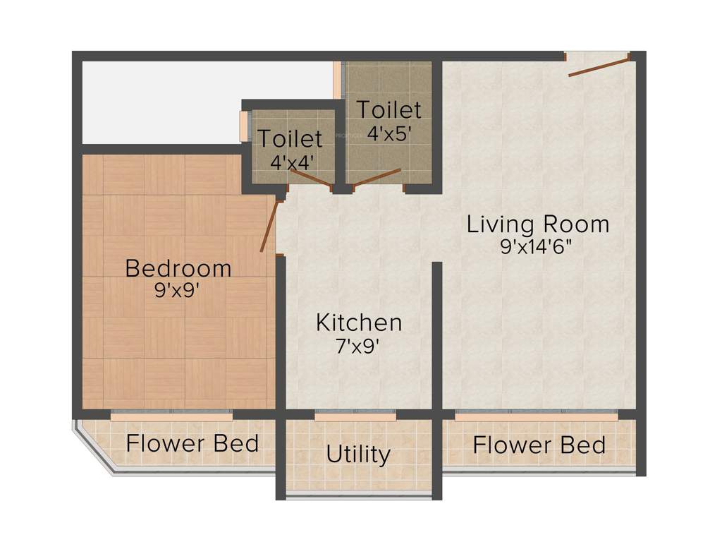 Aquarius Indus (1BHK+2T (610 sq ft) 610 sq ft)