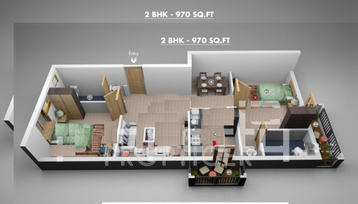 Roja Classic Apartments (2BHK+2T (970 sq ft) 970 sq ft)