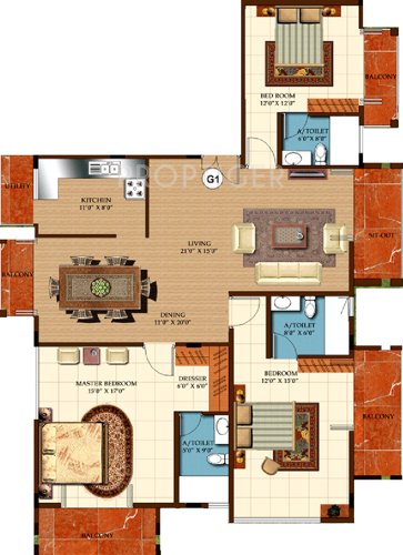 Zaffars Aster (3BHK+3T (1,350 sq ft) 1350 sq ft)