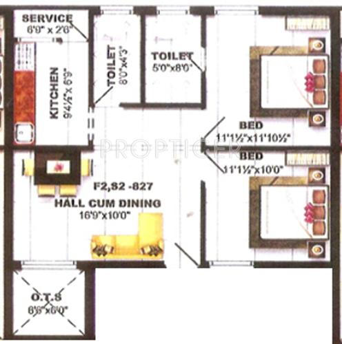 Revathy Raaj Valli Residency (2BHK+2T (827 sq ft) 827 sq ft)