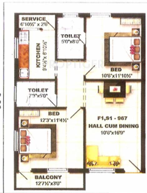 Revathy Raaj Valli Residency (2BHK+2T (927 sq ft) 927 sq ft)