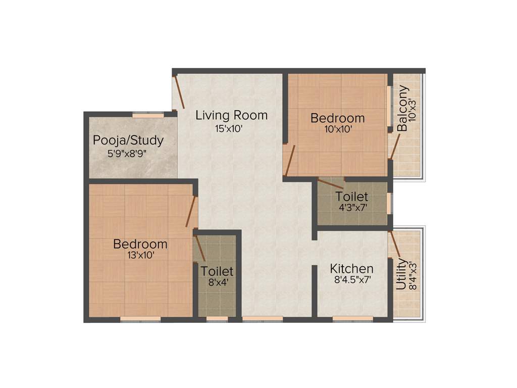 Visoka Hasta (2BHK+2T (770 sq ft)   Study Room 770 sq ft)