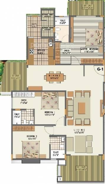 Zaffars Clifton (3BHK+3T (1,953 sq ft) + Servant Room 1953 sq ft)
