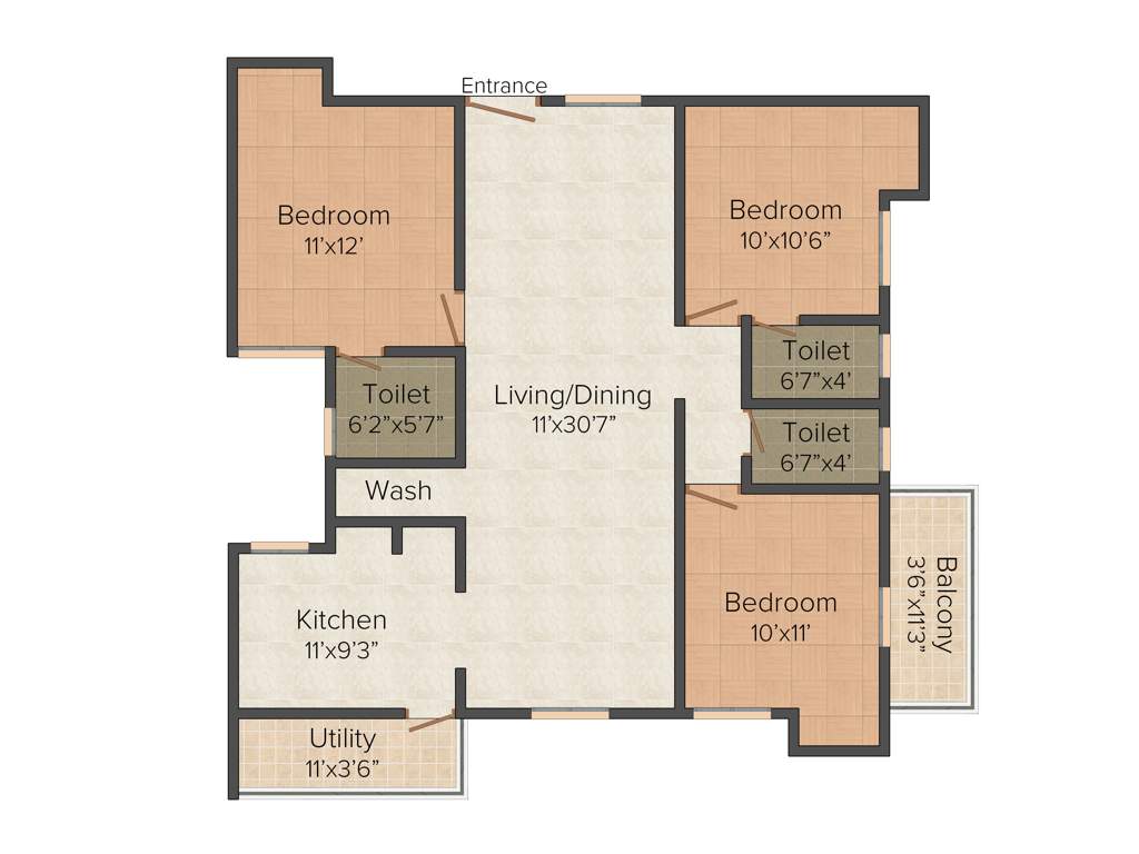 Sree Builders Flat Promoters Sai Nivasam 3BHK+3T (1,405 sq ft)
