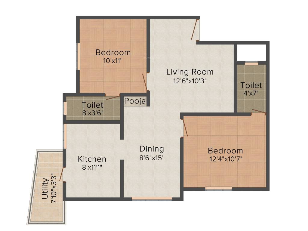 Visoka Aakaash (2BHK+2T (965 sq ft) 965 sq ft)