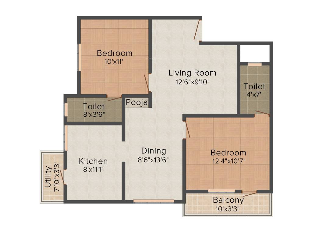 Visoka Aakaash (2BHK+2T (979 sq ft) 979 sq ft)