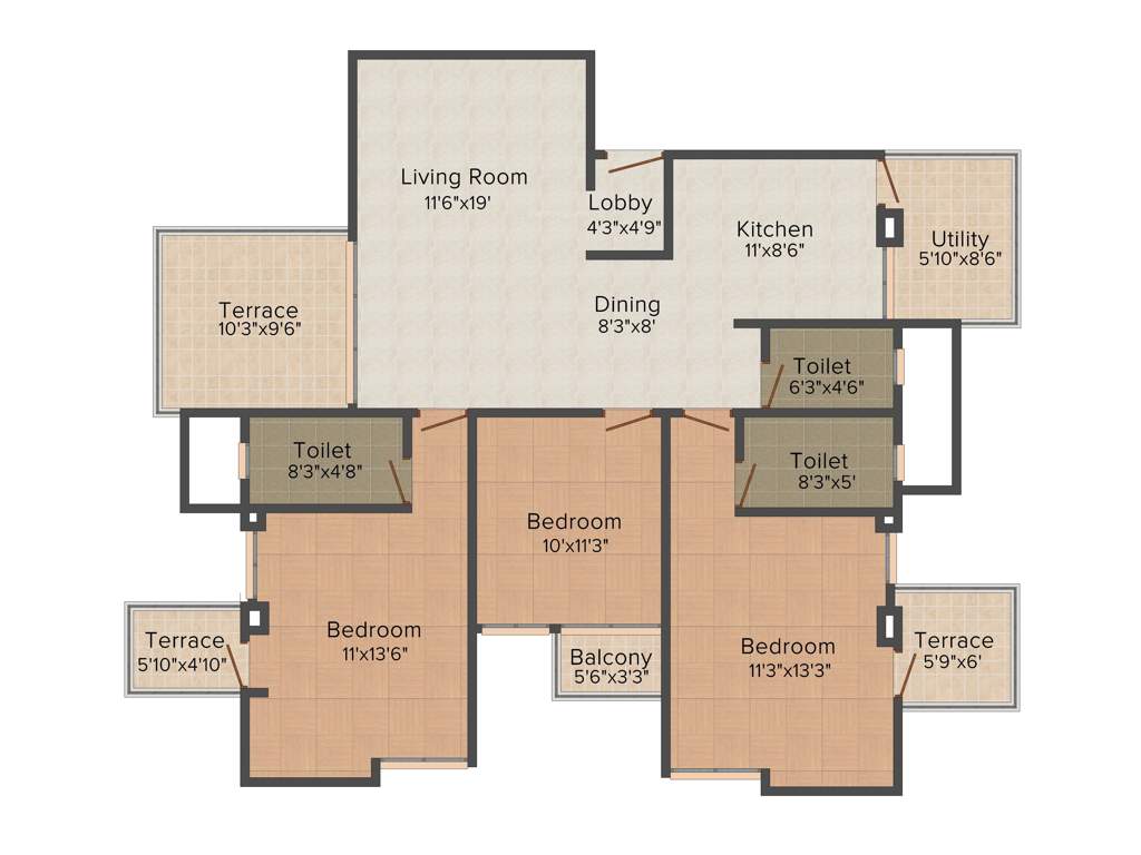 ARC Maestro (3BHK+3T (1,649 sq ft) 1649 sq ft)