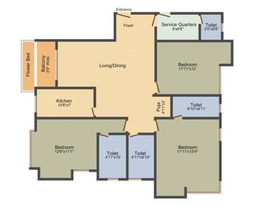 Sukhmani Imperia (3BHK+4T (1,858 sq ft)   Servant Room 1858 sq ft)