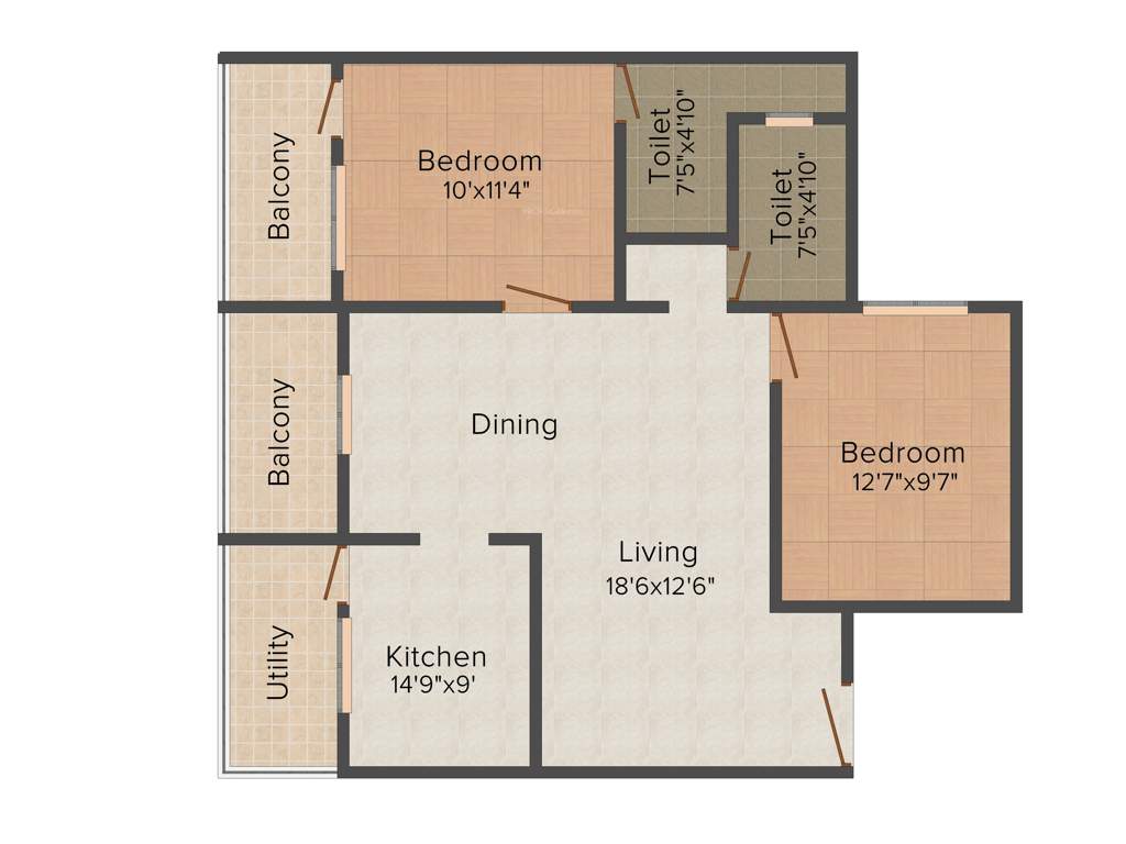 Aspen Gold (2BHK+2T (1,050 sq ft) 1050 sq ft)