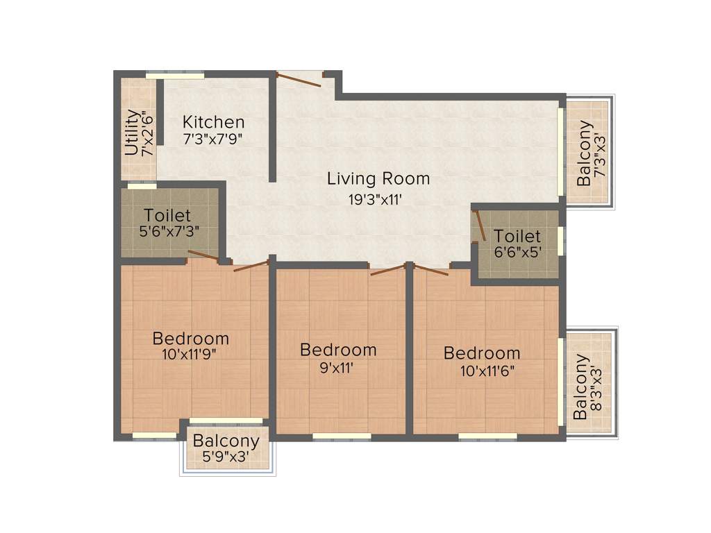 Aspen Gold (3BHK+2T (1,225 sq ft) 1225 sq ft)