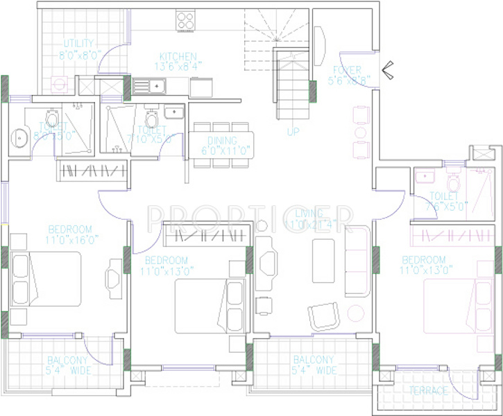 Skyline Ambrosia (3BHK+3T (2,673 sq ft) 2673 sq ft)