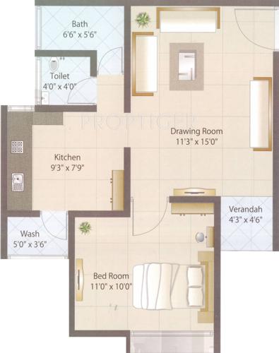 Eminent Ozone Life Style (1BHK+2T (600 sq ft) 600 sq ft)