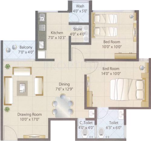 Eminent Ozone Life Style (2BHK+2T (1,200 sq ft) 1200 sq ft)
