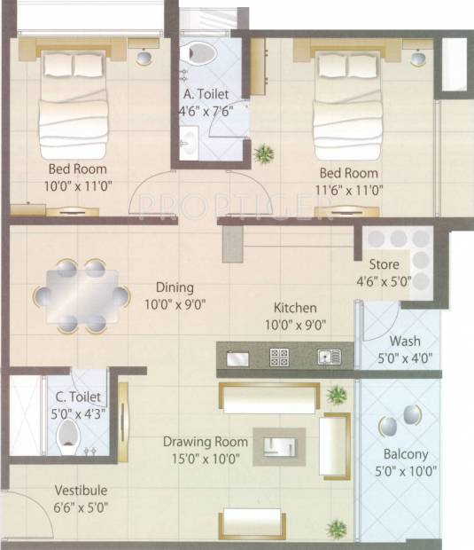 Eminent Ozone Life Style (2BHK+2T (1,250 sq ft) 1250 sq ft)