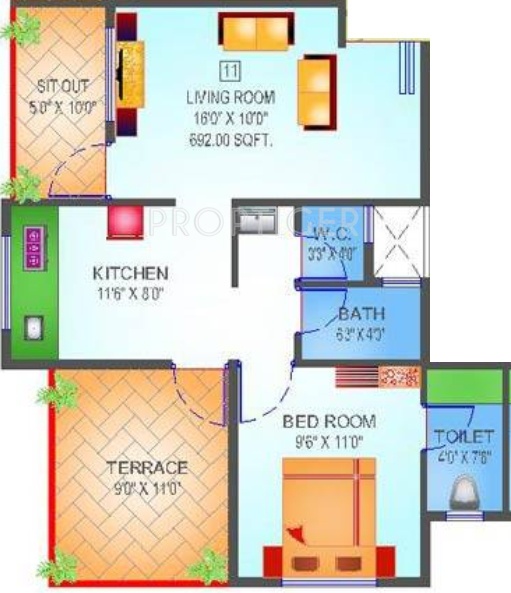 Advait Shubhankar Apartment (1BHK+1T (692 sq ft) 692 sq ft)