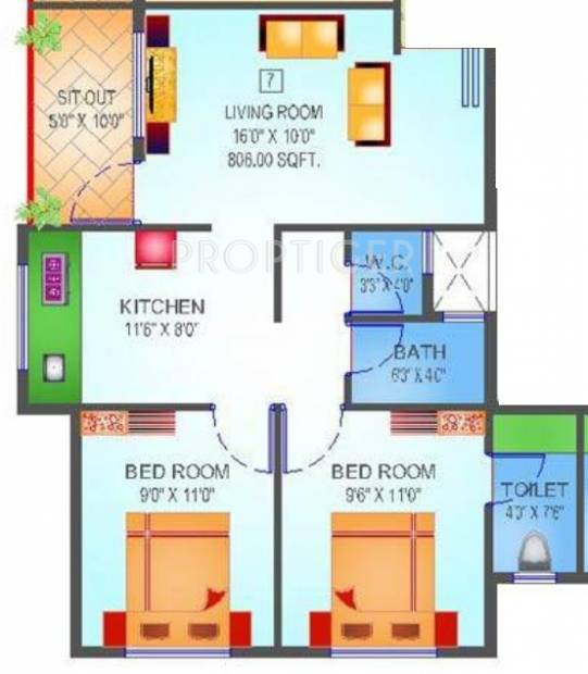 Advait Shubhankar Apartment (2BHK+2T (806 sq ft) 806 sq ft)