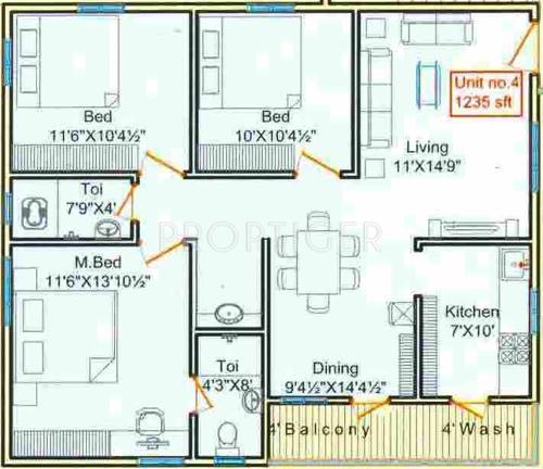Sai Pavan Putra (3BHK+3T (1,235 sq ft) 1235 sq ft)