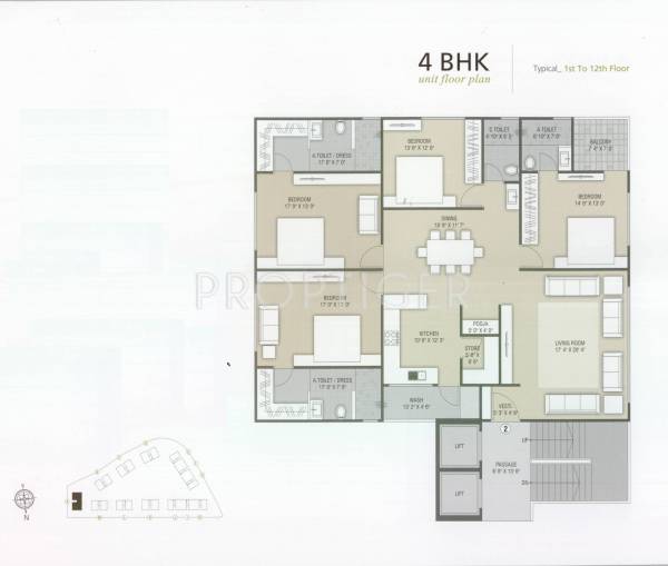 Vaishnodevi Kingston (4BHK+4T (3,006 sq ft) 3006 sq ft)