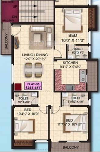 Khurinji Veronica (3BHK+3T (1,255 sq ft) 1255 sq ft)