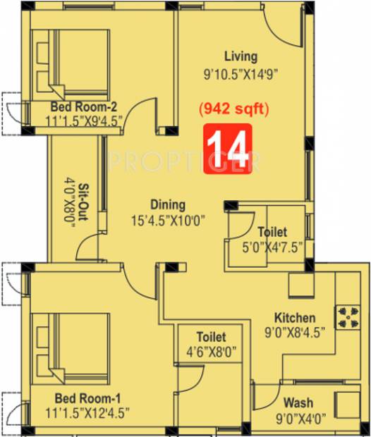 SSPDL Mayfair Apartments (2BHK+2T (942 sq ft) 942 sq ft)