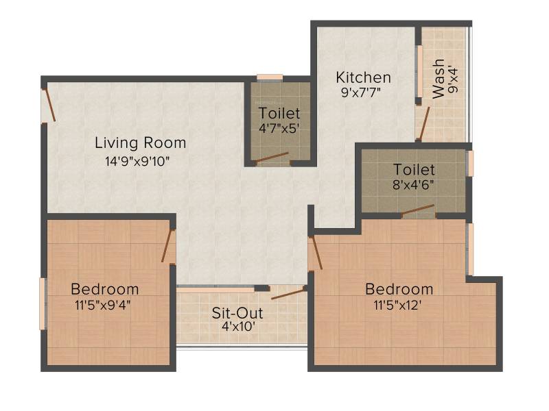 SSPDL Mayfair Apartments 2BHK+2T (960 sq ft)