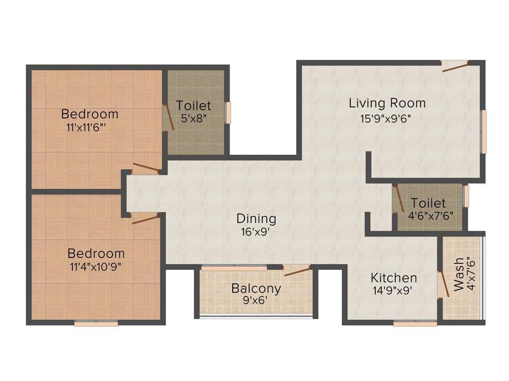 SSPDL Mayfair Apartments 2BHK+2T (1,066 sq ft)