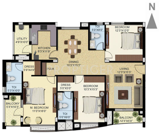 Elysium Palacio (3BHK+3T (1,860 sq ft) 1860 sq ft)