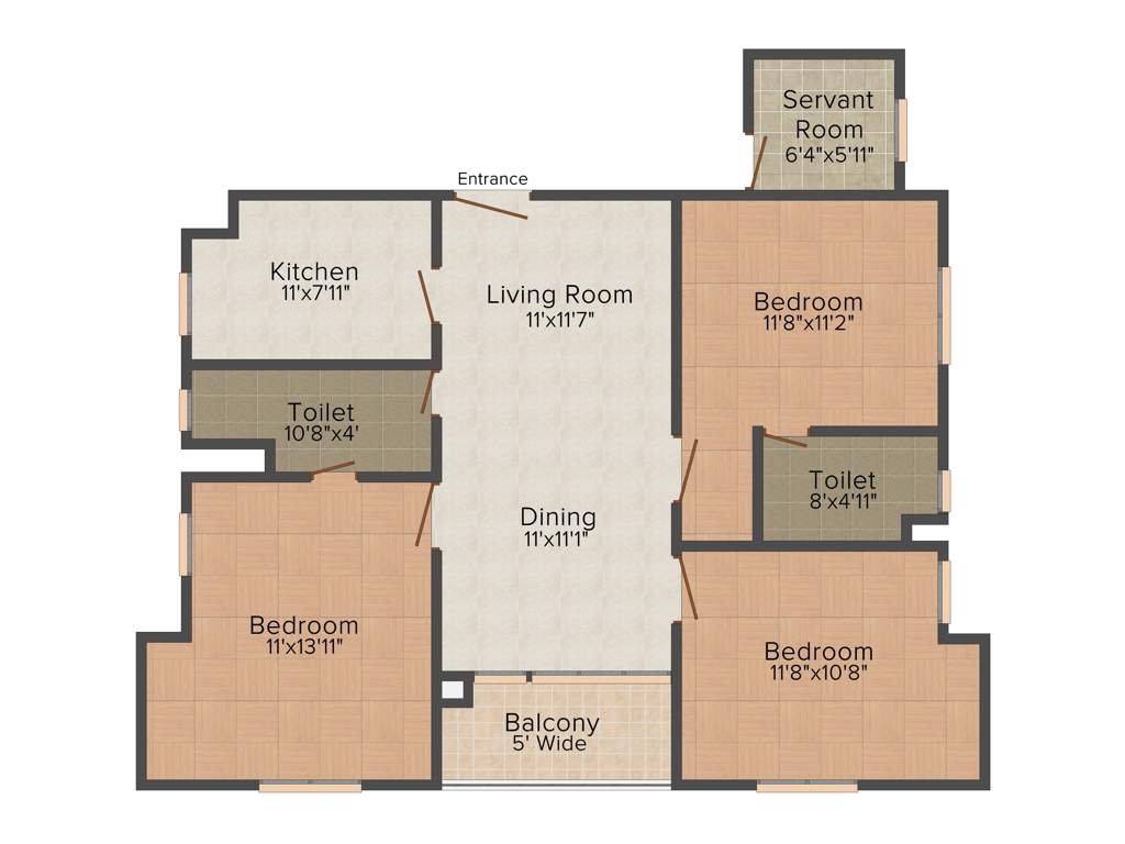 Avishi Trident (3BHK+2T (1,386 sq ft) 1386 sq ft)