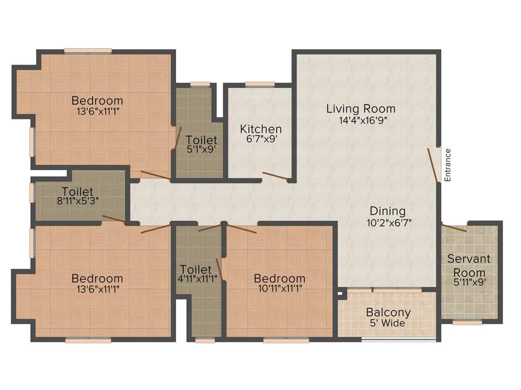 Avishi Trident (3BHK+3T (1,604 sq ft) 1604 sq ft)