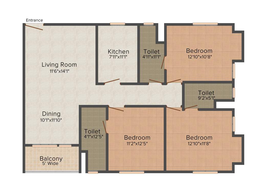 Avishi Trident (3BHK+3T (1,649 sq ft) 1649 sq ft)