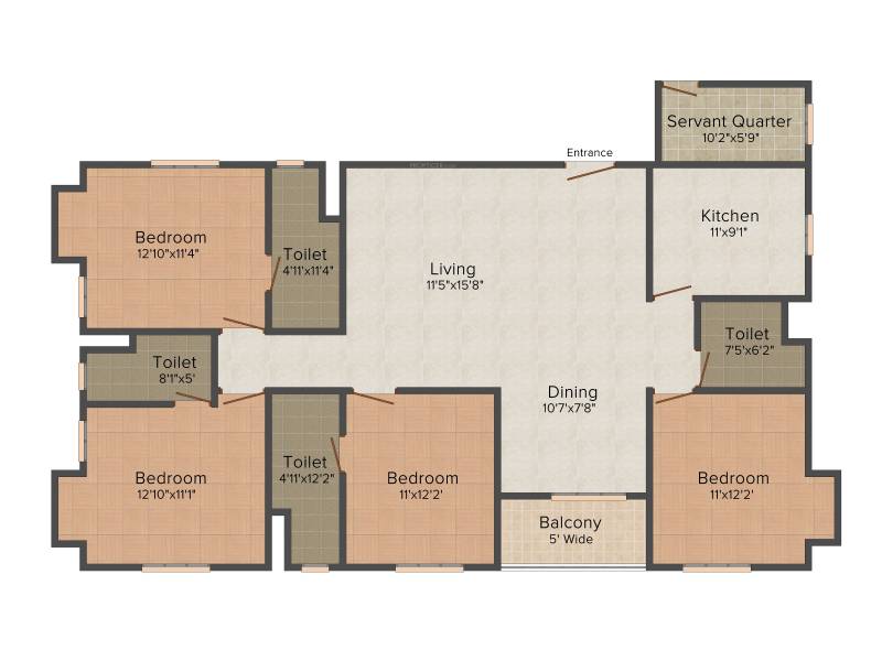 Avishi Trident (4BHK+4T (2,109 sq ft) + Servant Room 2109 sq ft)