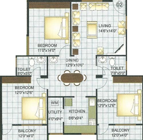 Sai Krupa Vista (3BHK+2T (1,440 sq ft) 1440 sq ft)