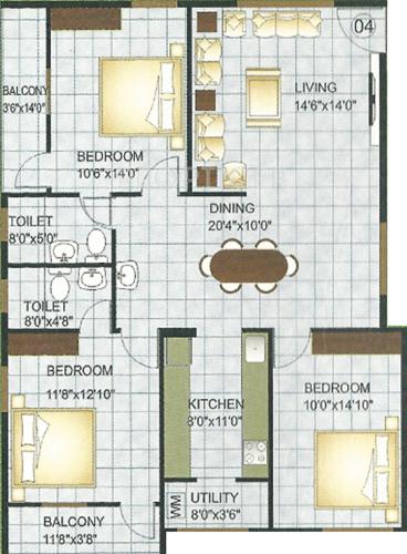 Sai Krupa Vista (3BHK+2T (1,515 sq ft) 1515 sq ft)