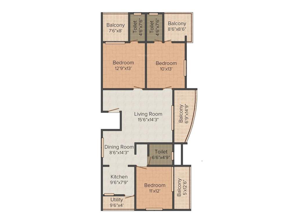 Hexa Supreme (3BHK+3T (1,825 sq ft) 1825 sq ft)