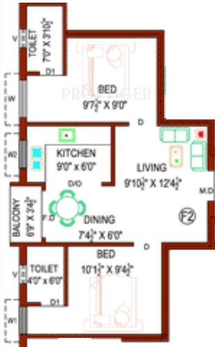 Perfect Pride (2BHK+2T (698 sq ft) 698 sq ft)