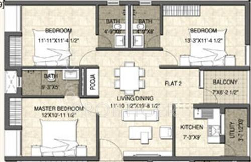 Chaitanya Om Namo Sai (3BHK+3T (1,530 sq ft) 1530 sq ft)