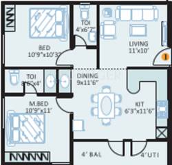 KSR Comfort Homes (2BHK+2T (895 sq ft) 895 sq ft)