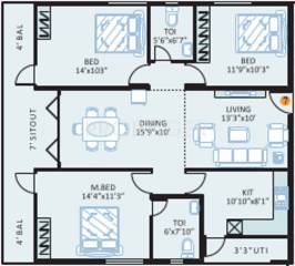 KSR Comfort Homes (3BHK+3T (1,445 sq ft) 1445 sq ft) KSR Comfort Homes (3BHK+3T (1,445 sq ft) 1445 sq ft)