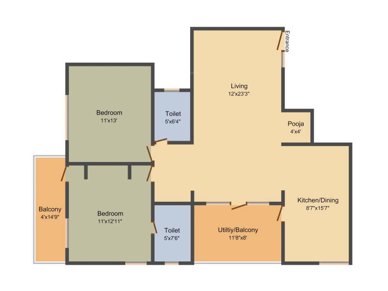Shree Renuka SR Residency (2BHK+2T (1,200 sq ft)   Pooja Room 1200 sq ft)