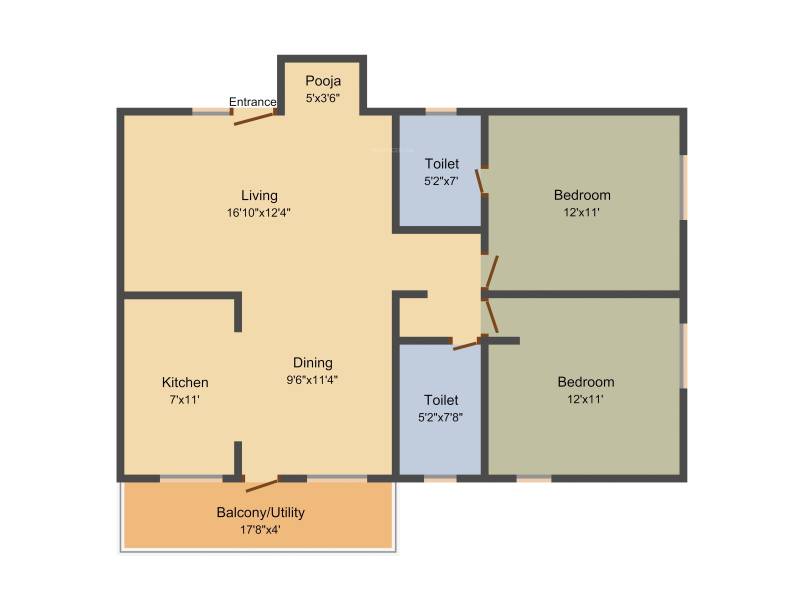 Shree Renuka SR Residency (2BHK+2T (1,040 sq ft)   Pooja Room 1040 sq ft)
