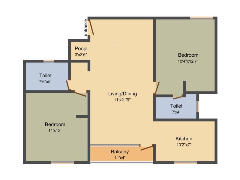 Shree Renuka SR Residency (2BHK+2T (910 sq ft)   Pooja Room 910 sq ft)