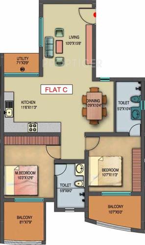 Elysium Gardenia (2BHK+2T (1,260 sq ft) 1260 sq ft) Elysium Gardenia (2BHK+2T (1,260 sq ft) 1260 sq ft)