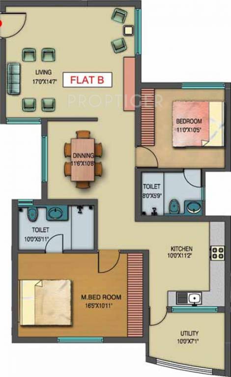 Elysium Gardenia (2BHK+2T (1,320 sq ft) 1320 sq ft)