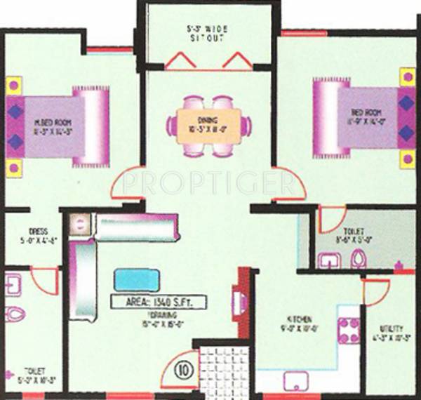 PROPZONE Sree Pride (2BHK+2T (1,340 sq ft) 1340 sq ft) PROPZONE Sree Pride (2BHK+2T (1,340 sq ft) 1340 sq ft)