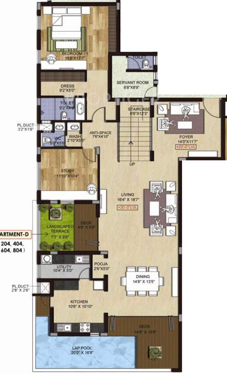 Bhoomi Oyster (3BHK+3T (3,735 sq ft)   Study Room 3735 sq ft)