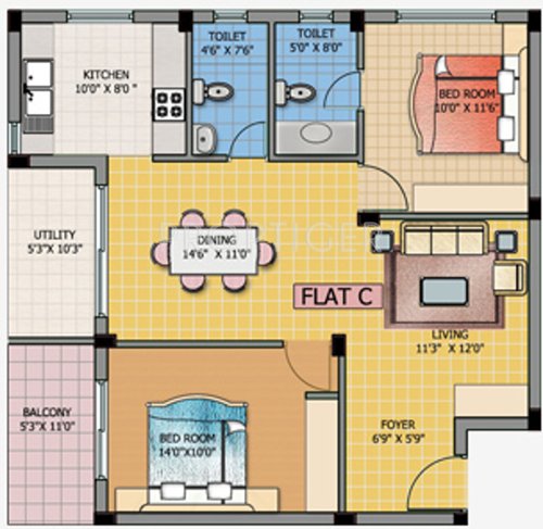 Elysium Vistara (2BHK+2T (1,129 sq ft) 1129 sq ft) Elysium Vistara (2BHK+2T (1,129 sq ft) 1129 sq ft)
